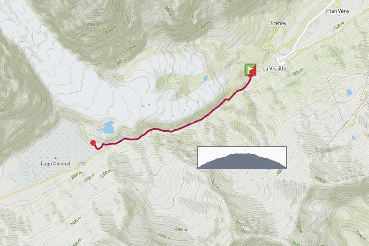 Courmayeur: La Visaille, cabane du Combal a/r