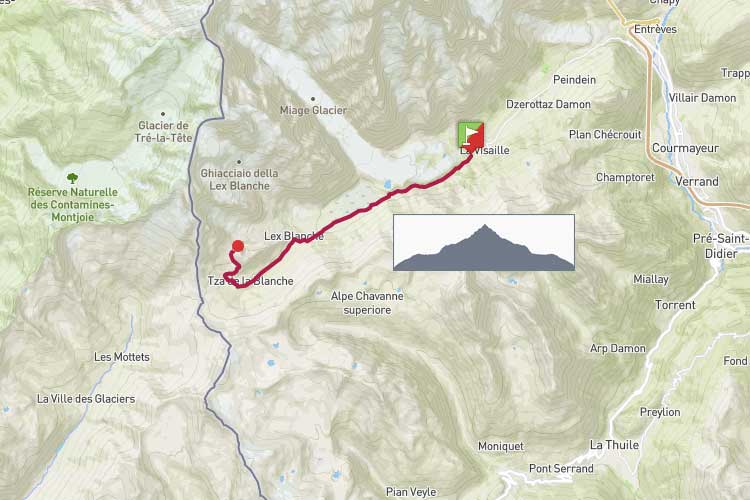 Courmayeur: La Visaille, Lex Blanche, col Pyramides Calcaires a/r