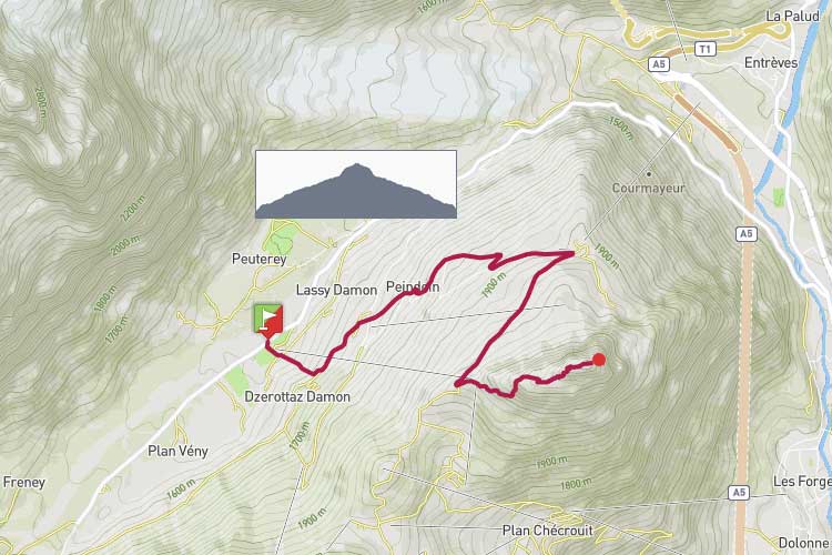 Courmayeur: Zerotta, Pré de Pascal, Courba Dzeleuna, mont Chétif a/r